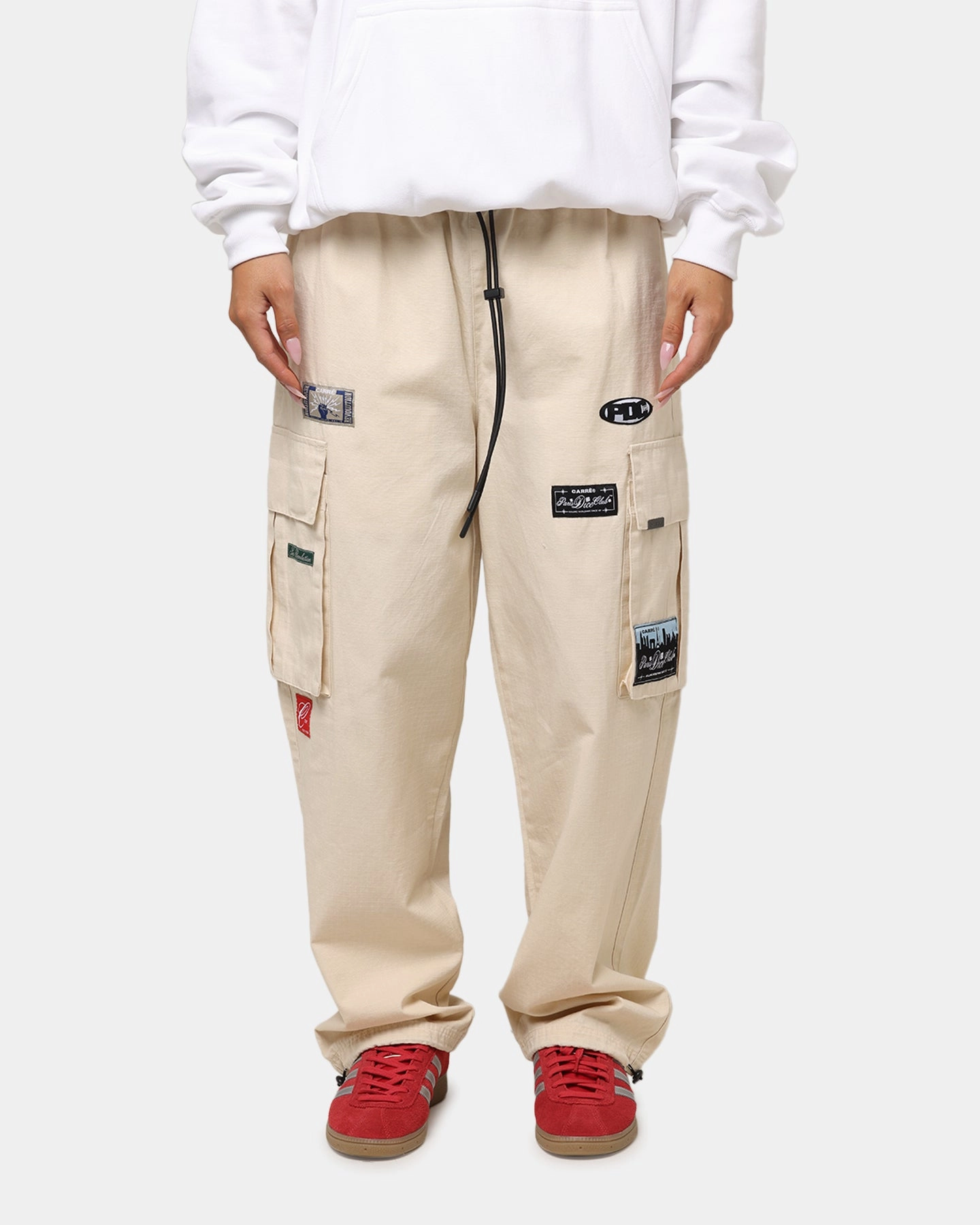 Carre Patchwork Cargo Jogger Cream Practical Wear