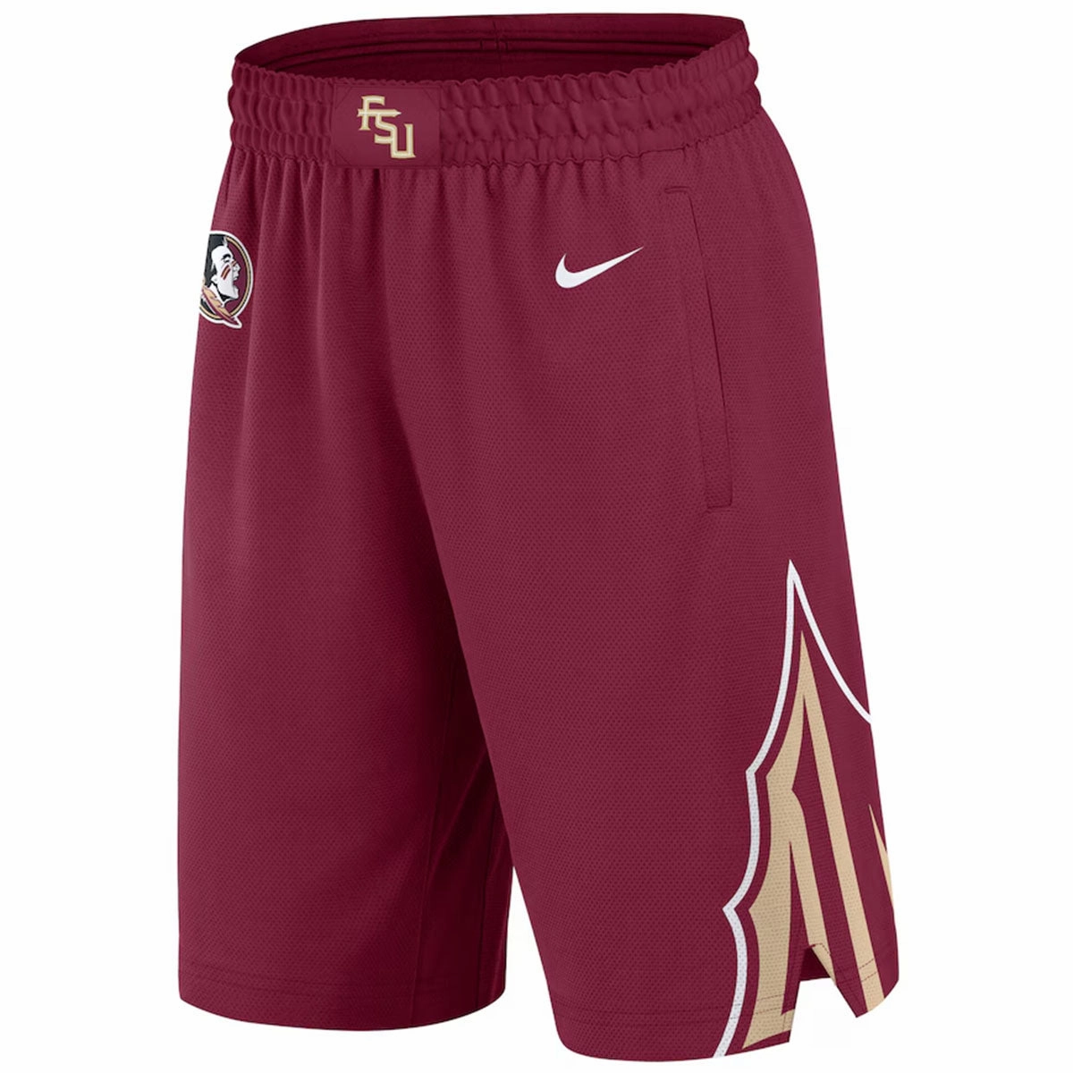 Nike Men's 2024 Arrowhead/Seminole Logo Design Replica Basketball Short - Garnet Rubberized Hem Fashionable Look