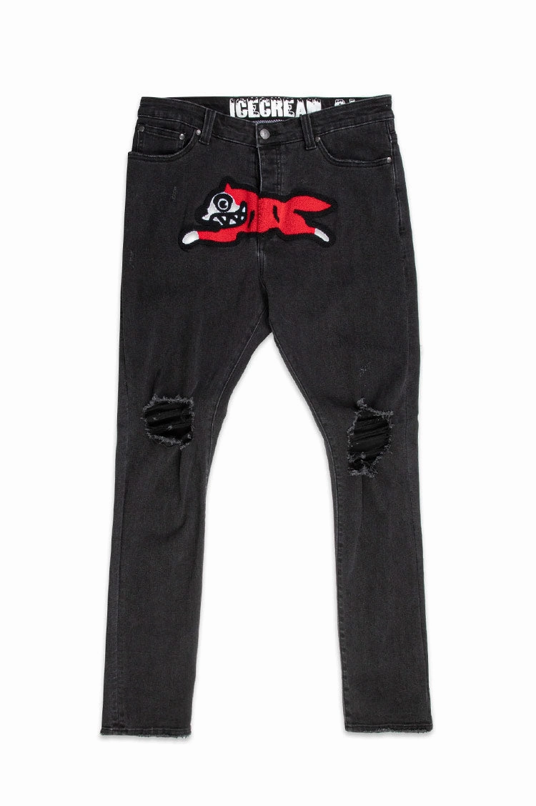 Icecream Black Running Dog Jeans Plaid detail Effortless Layer