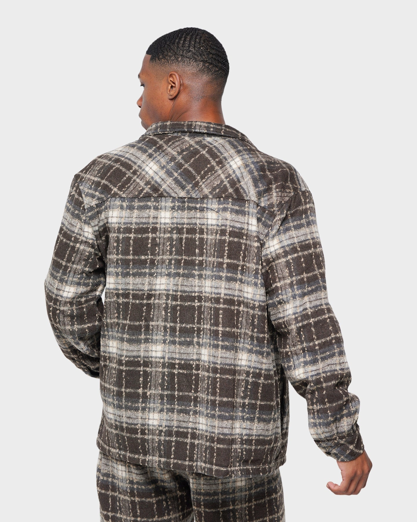 Quilted Inner Layer comfort enhancer XXIII Vitus Zip Up Flannel Shacket Brown