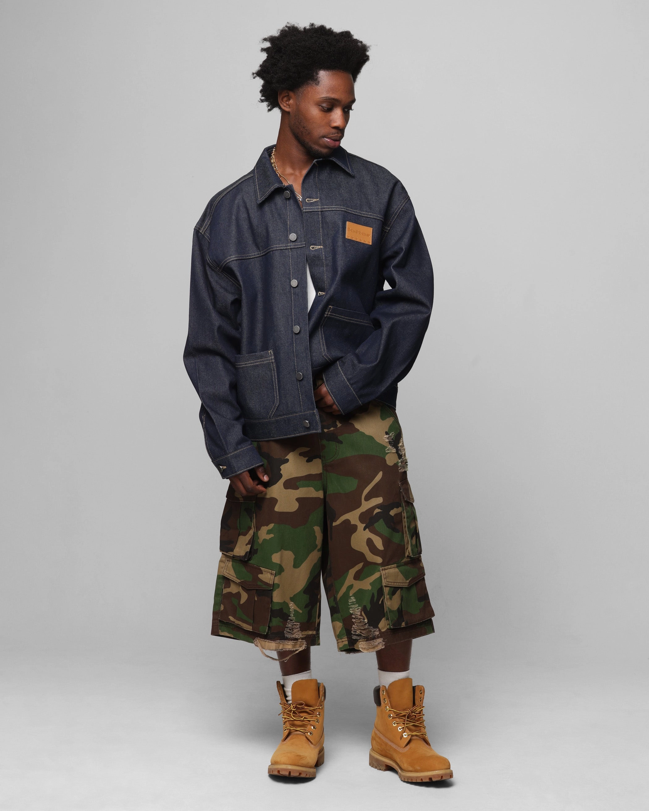 Loiter Prestige Denim Jacket Raw Indigo Mold Resistant Coating Bohemian