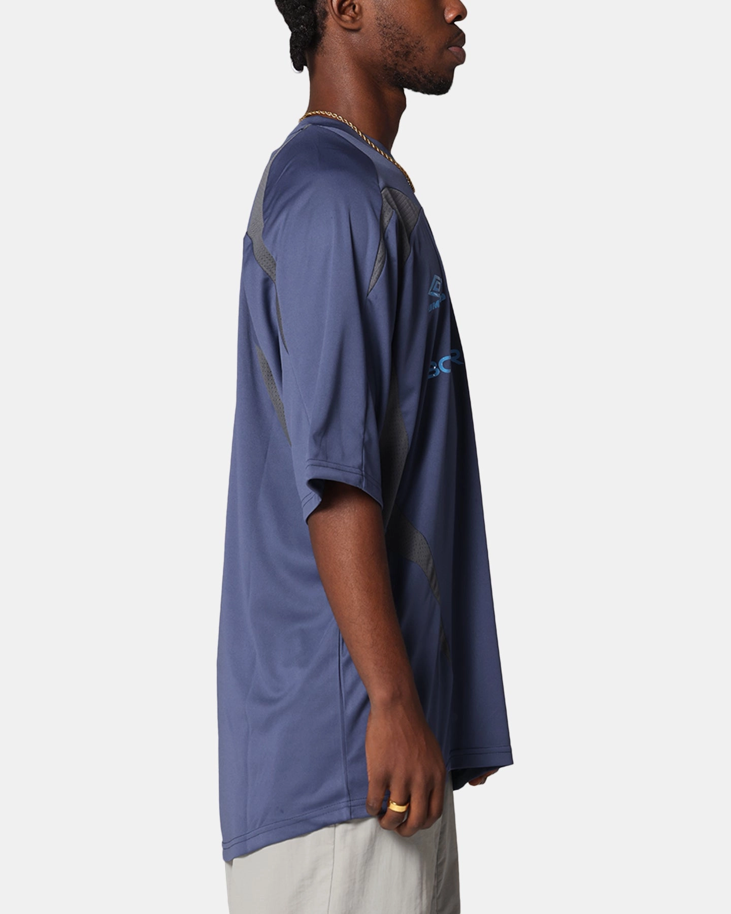 Bonded Stitch Details Boiler Room X Umbro Football Jersey T-Shirt Blue