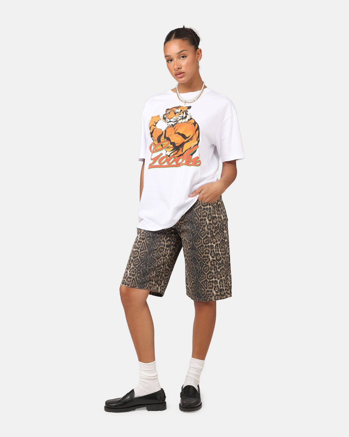 budget-friendly Retro nostalgia Secret Club Goochi Strong Tiger T-Shirt White