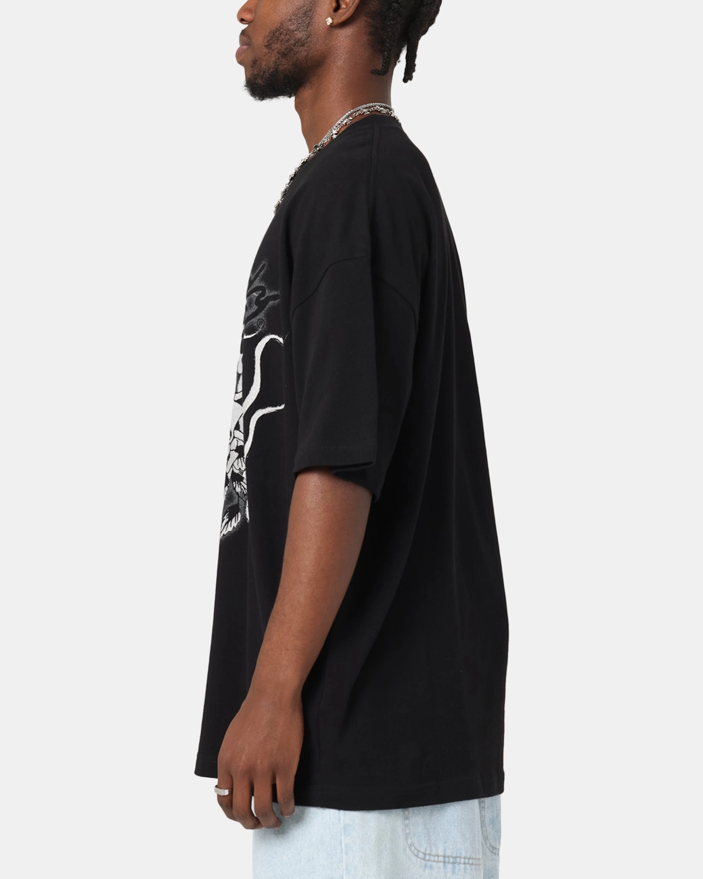 DoubleLayeredCollar Simple Style Ed Hardy Cross My Heart T-Shirt Black