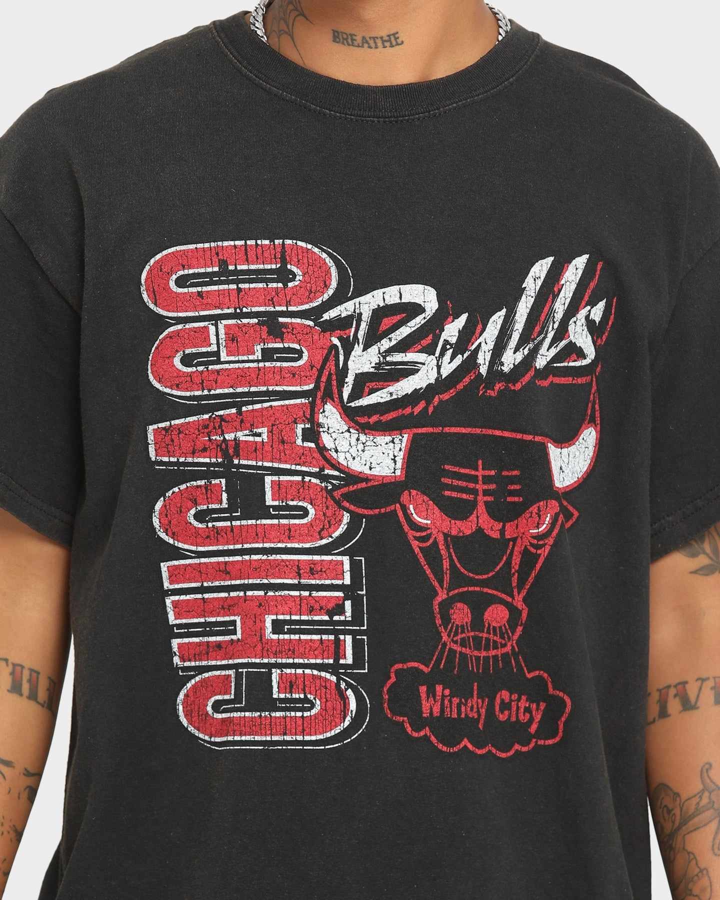 Mitchell & Ness Chicago Bulls Windy City Vintage T-Shirt Vintage Black Stylish Design adults'