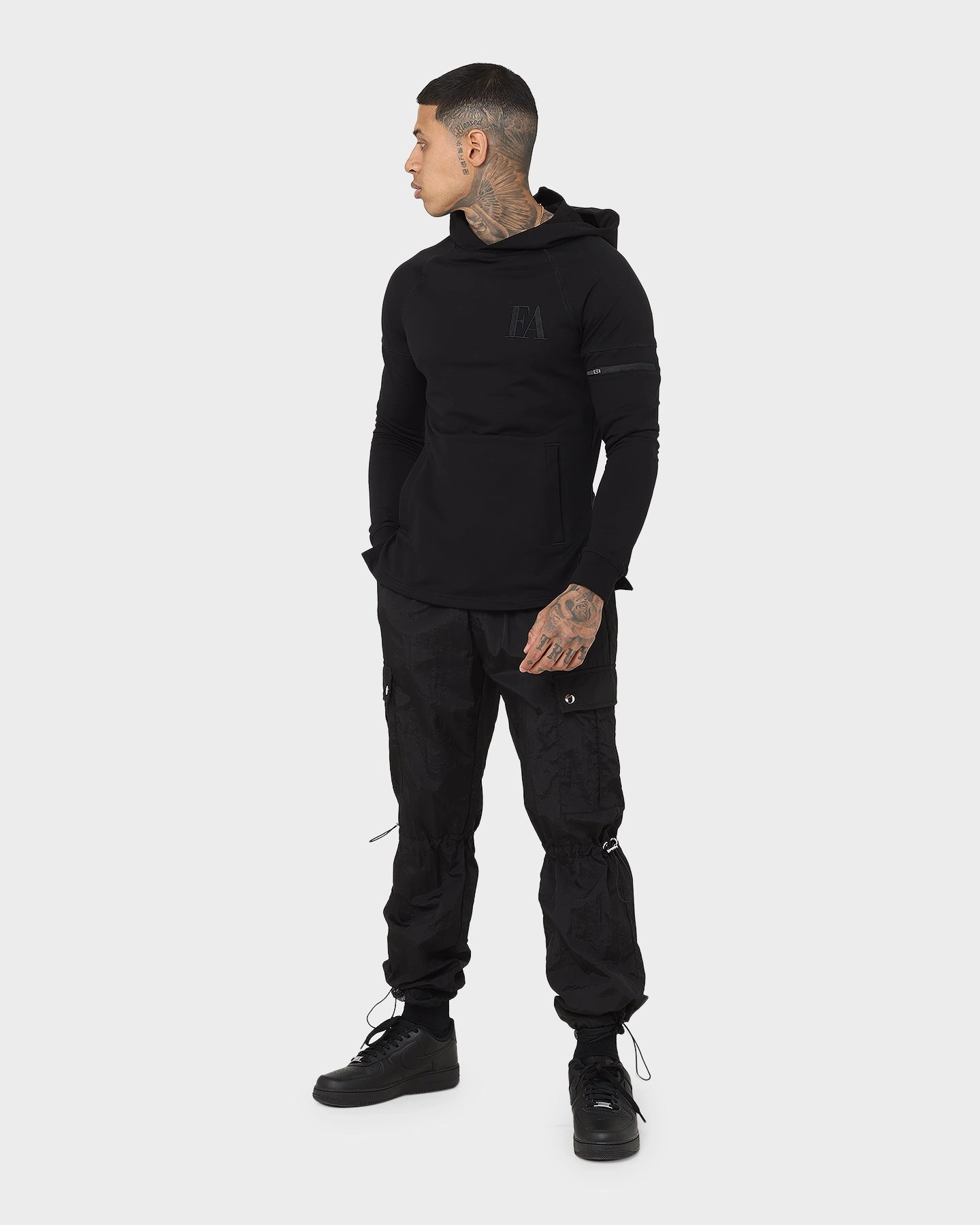 EA Strength Hoodie Black Impact Absorbing Padding Non Bulky Design