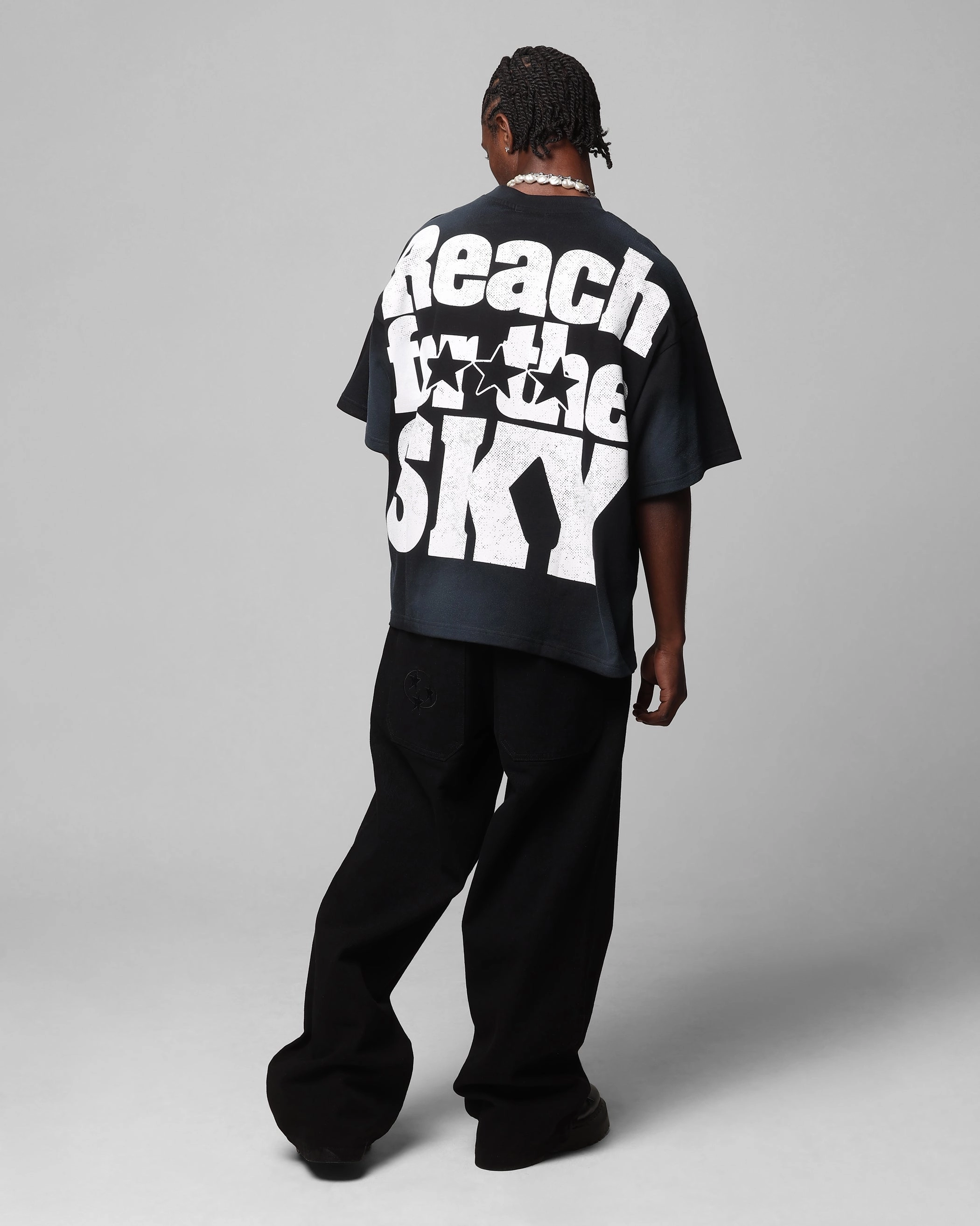 Bold Statement Round neck simplicity Loiter Sherif Vintage T-Shirt Washed Black