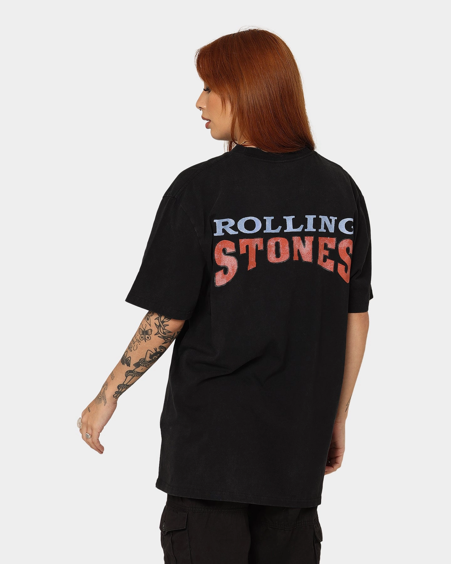 Everyday Trend City Outfit The Rolling Stones Distress Tongue Vintage T-Shirt Washed Black