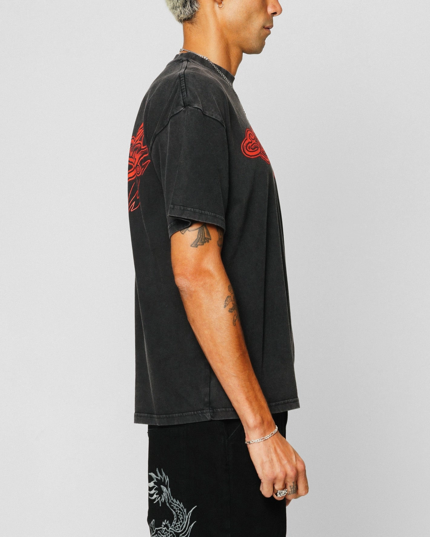Ed Hardy Tribal T-Shirt Black Acidwash UltraLightweight