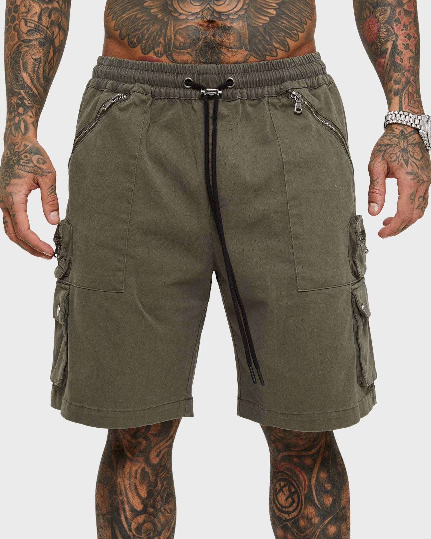 Breathable fabric Durable Stitching Saint Morta Desolation Cargo Shorts Army Green