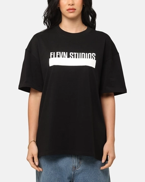 Ribbed Neckline Elevn Clothing Co Blocked Out T-Shirt Black
