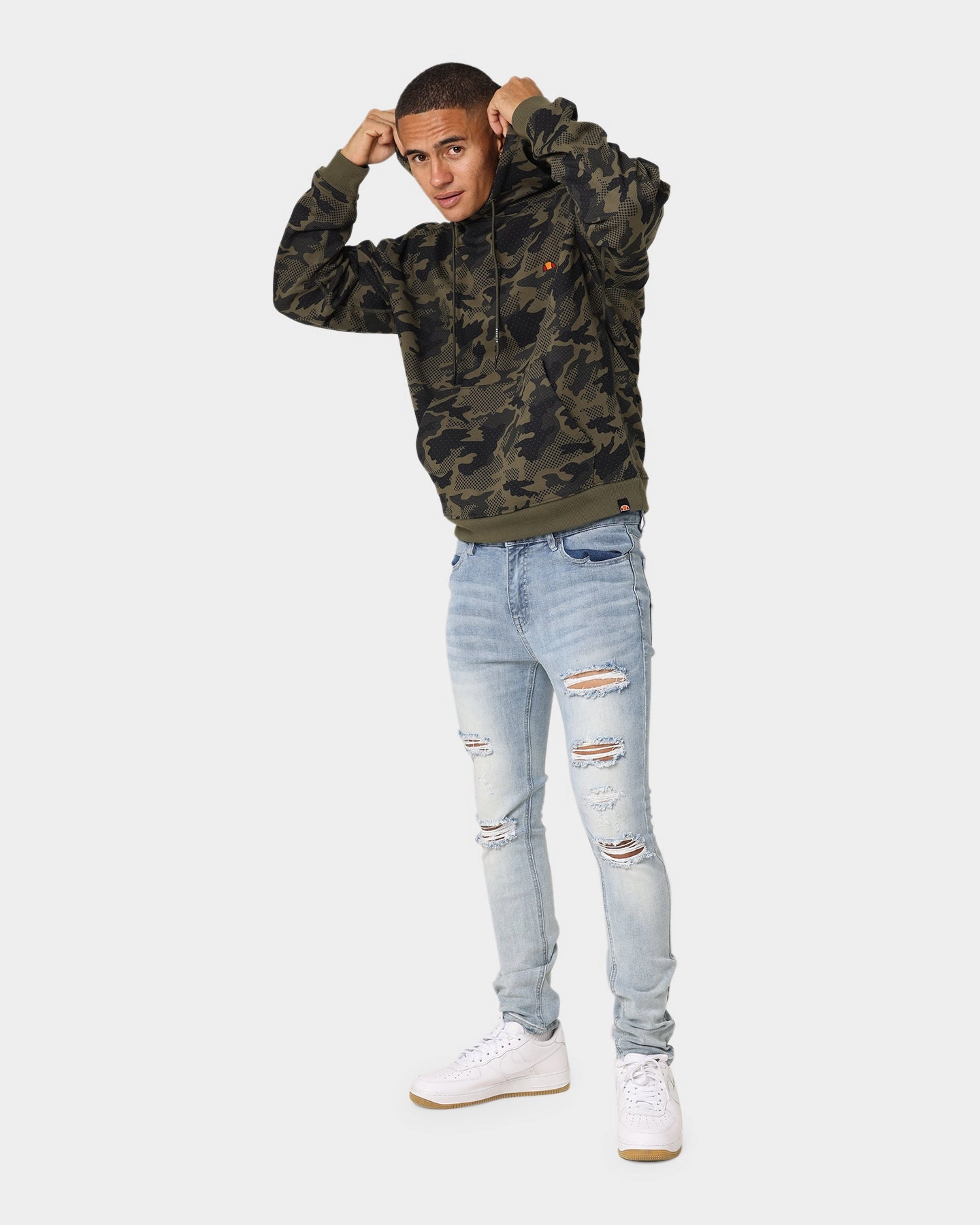 Procedure Fade Resistant Dye Ellesse Hoodamo Overhead Hoodie Camo