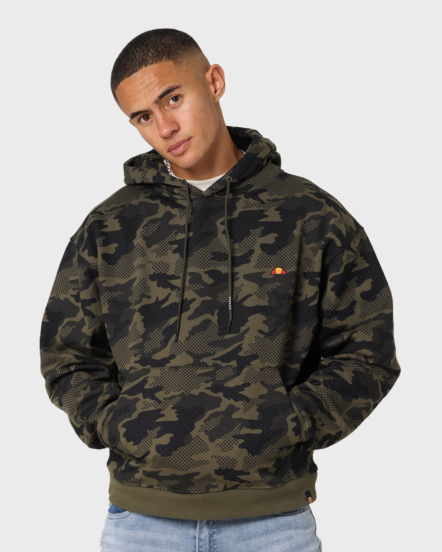 colorful Smart Casual Ellesse Hoodamo Overhead Hoodie Camo