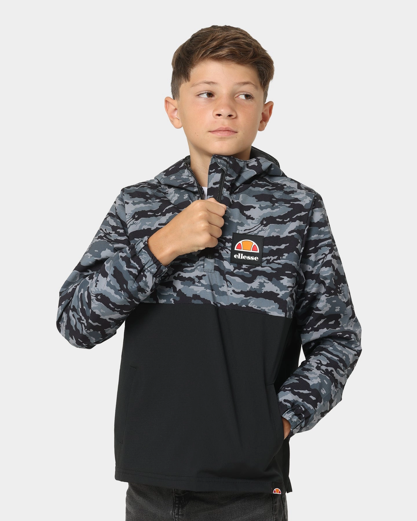 Ellesse Kids' Giameniti Windbreaker Camo/Black tall size