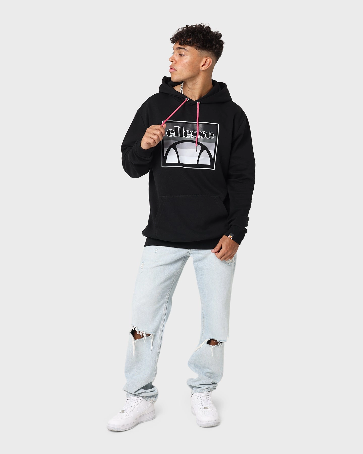 Urban Style Taped Neckline Seams Ellesse Norla Hoodie Black