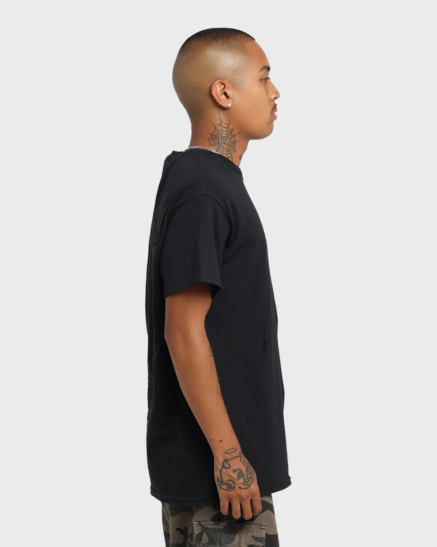 Rats Get Fat Butterfly Effect Vintage T-Shirt Black/Black Drop Shoulder Design Work efficiency