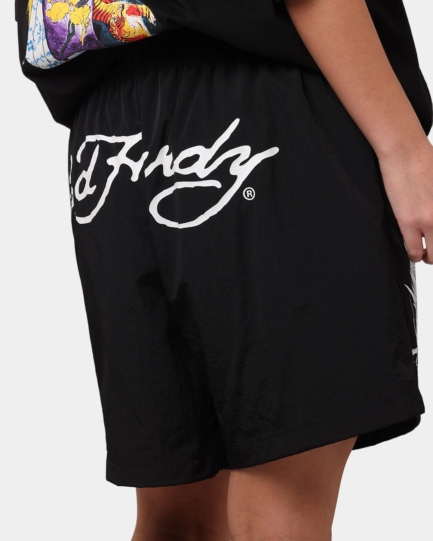 fade - resistant Nylon shorts Ed Hardy Tribal Dragon Shorts Black