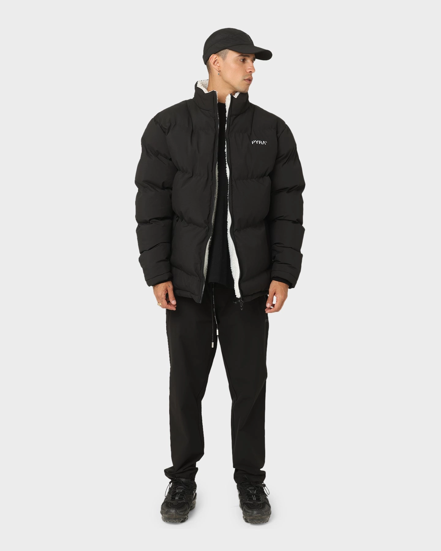 Custom office workers PYRA Sherpa Puffa Jacket Black/White