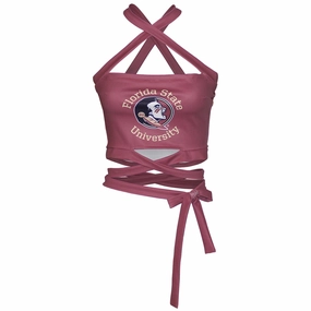 Emerson Street Women's Florida State University/Seminole Logo Design Criss Cross Bandeau - Garnet Wrinkle Resistant Texture Chic Look