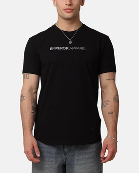 Emperor Apparel Scallop Sport T-Shirt Black Micro Perforated Fabric Quality Fabric