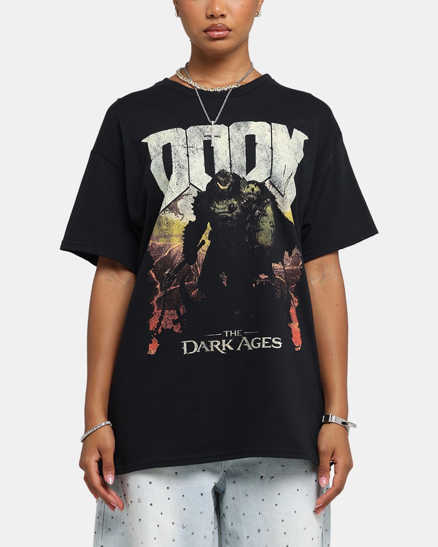 73 Studio X Doom Dark Ages T-Shirt Black Structured silhouette