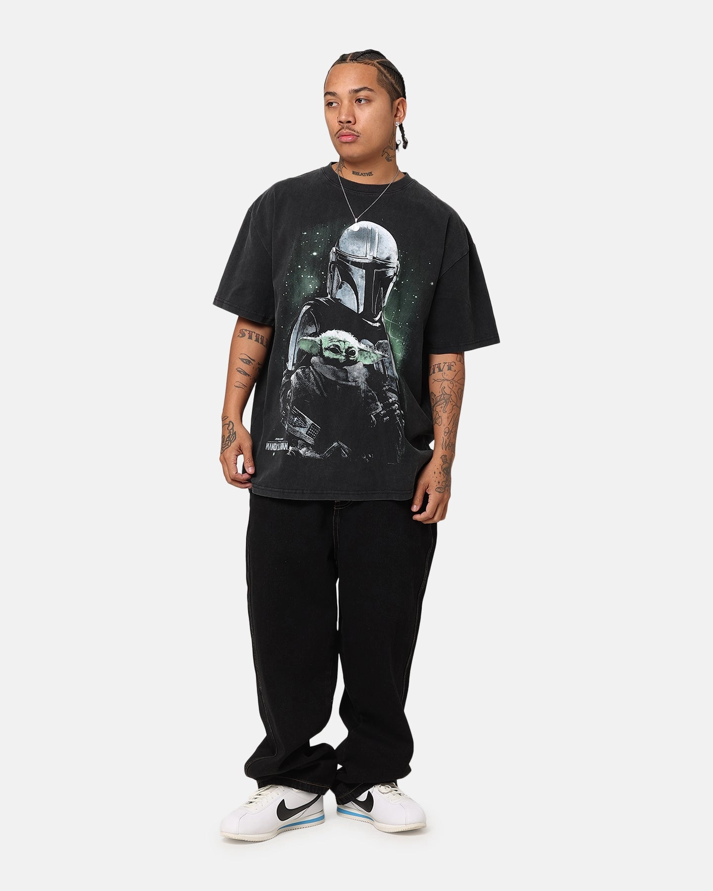 Star Wars The Mandalorian Heavy T-Shirt Vintage Black Layered Comfort