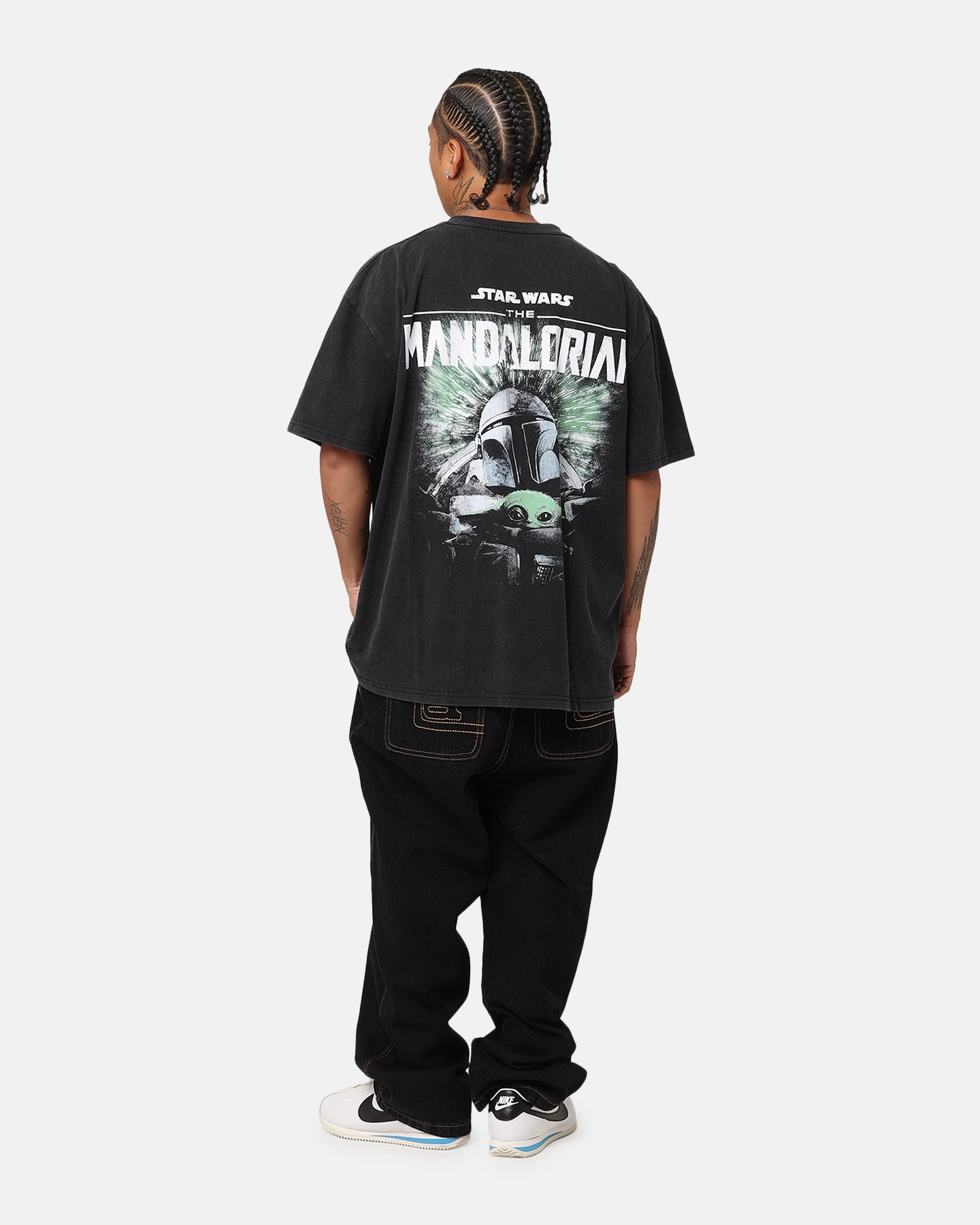Star Wars The Mandalorian Heavy T-Shirt Vintage Black Oversized Silhouette