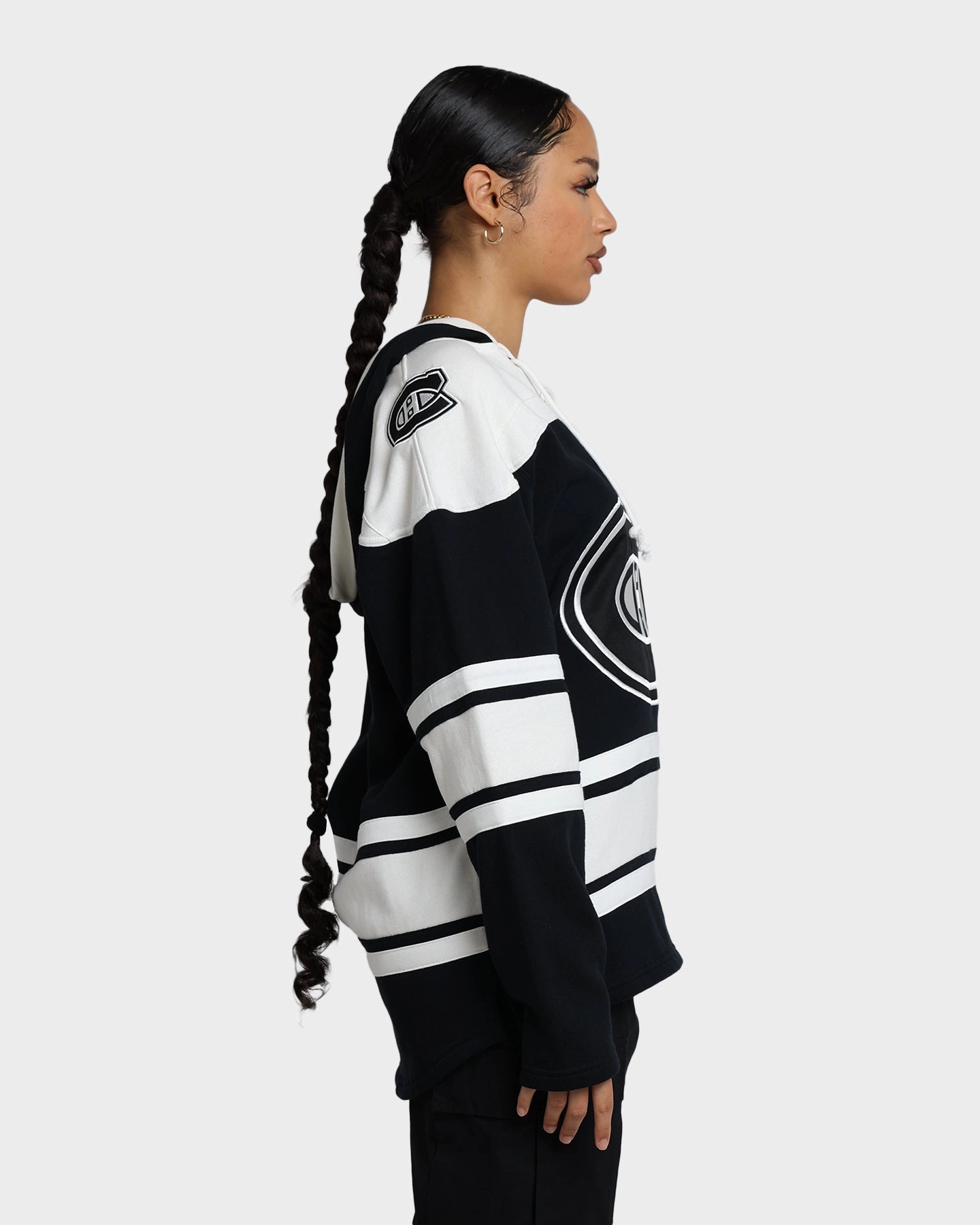 Mesh Backed Hood 47 Brand Montreal Canadiens Superior Lacer Hoodie Jet Black