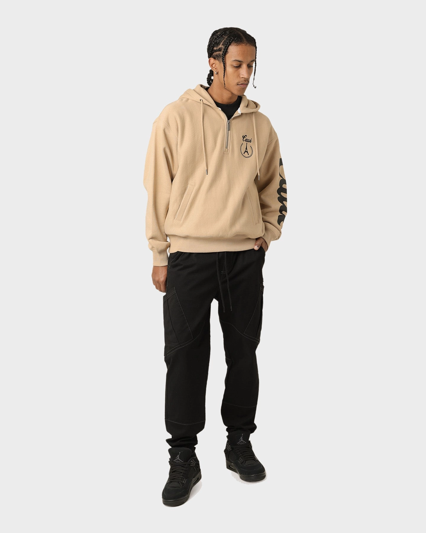 Carr?? Royale Quarter Zip Hoodie Stone Full Length Front Zipper