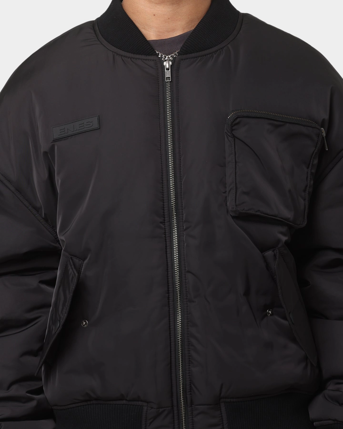 EN ES Flight Bomber Jacket Black Checked