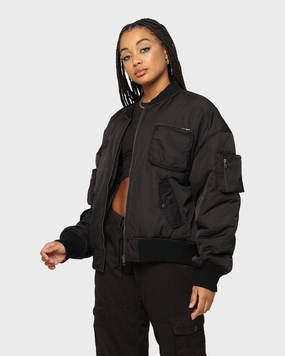 EN ES Flight Bomber Jacket Black non adjustable