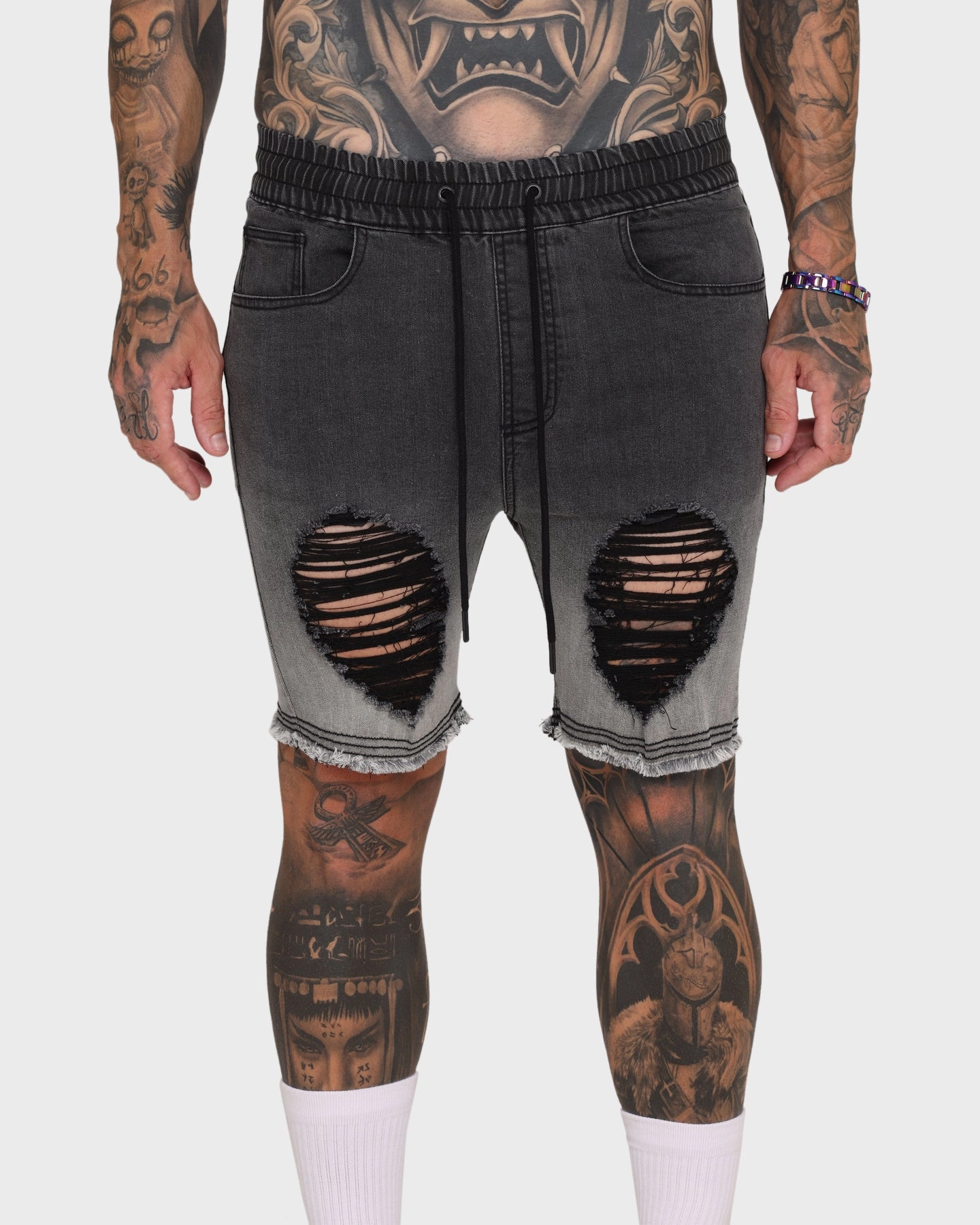 EN ES Gunner Skinny Ripped Shorts Gradient Black Basic Feel desert style