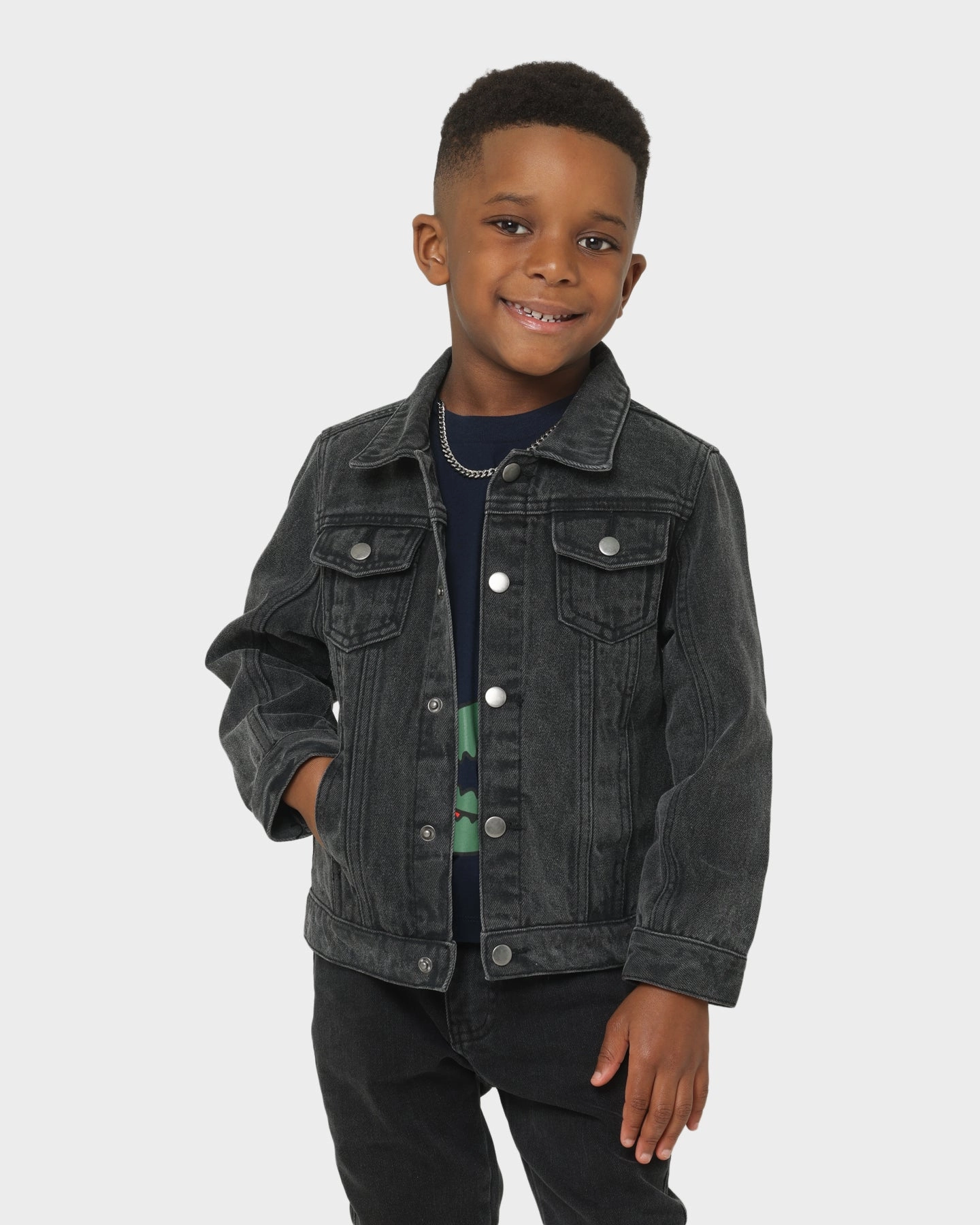 Train EN ES Kids' Realist Denim Jacket Black Wash