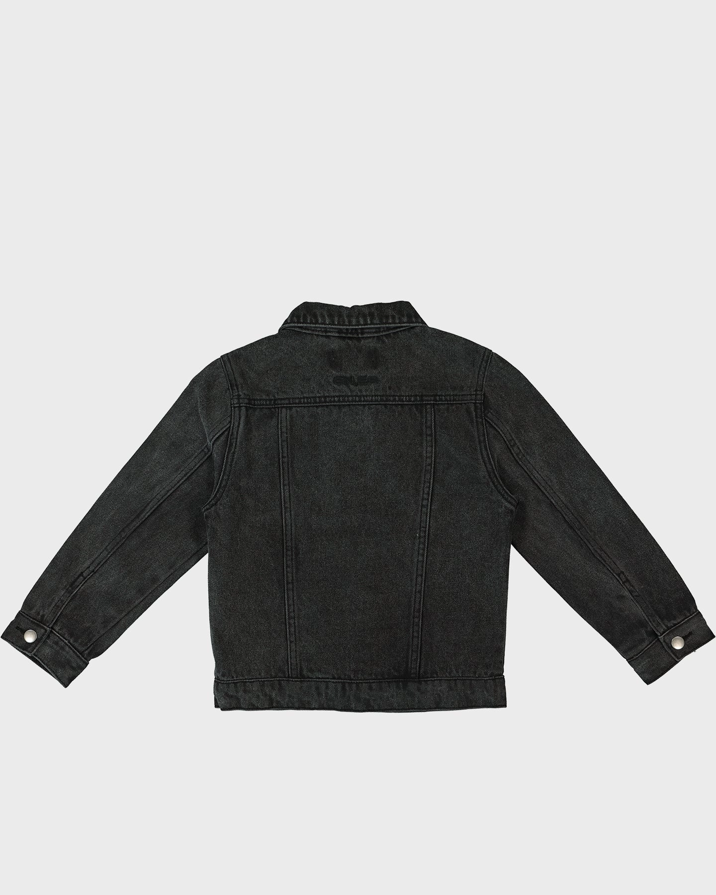 EN ES Kids' Realist Denim Jacket Black Wash suitable for solo travel