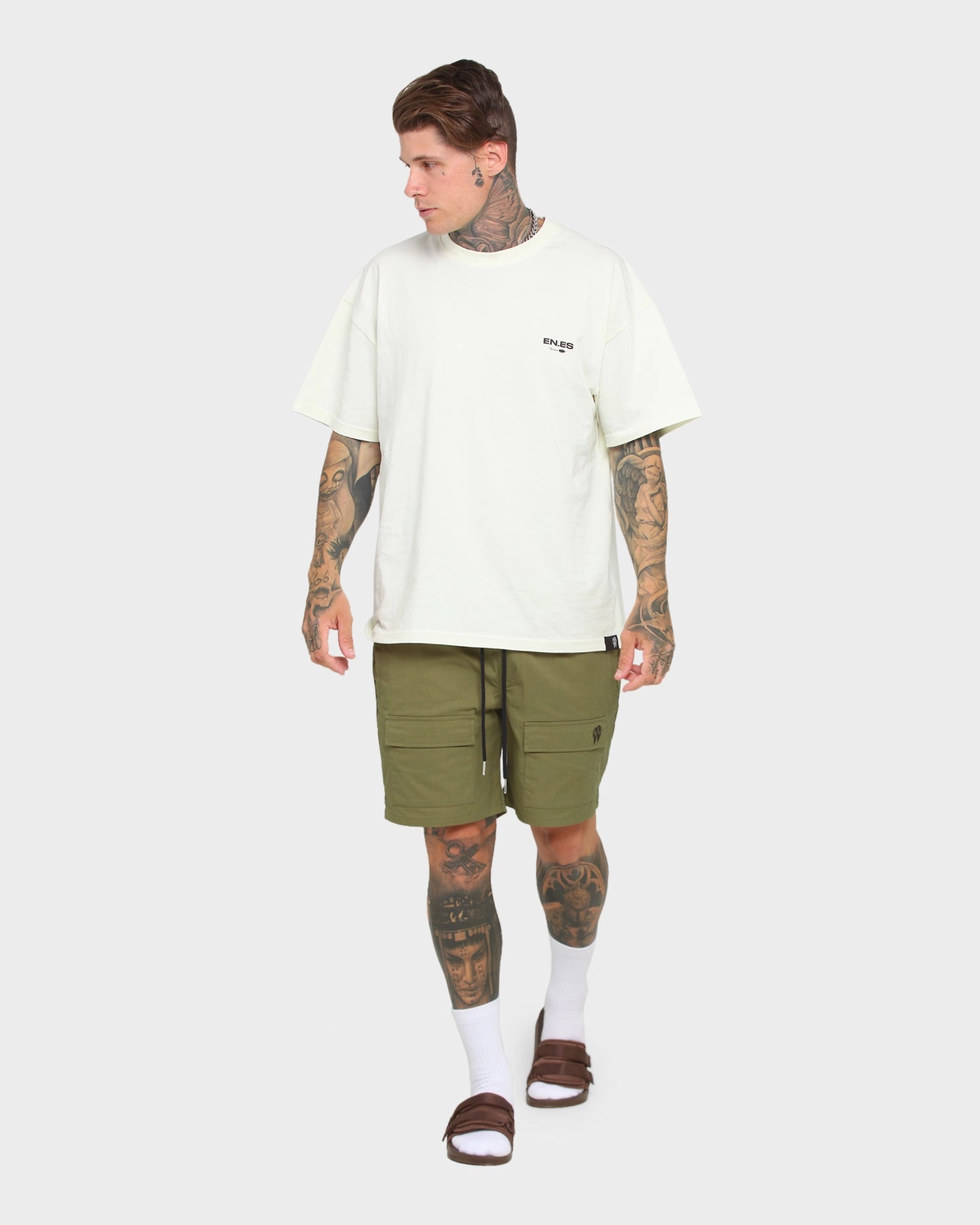 Moisture Management Lining anti static coating EN ES Utility Beach Shorts Khaki Green