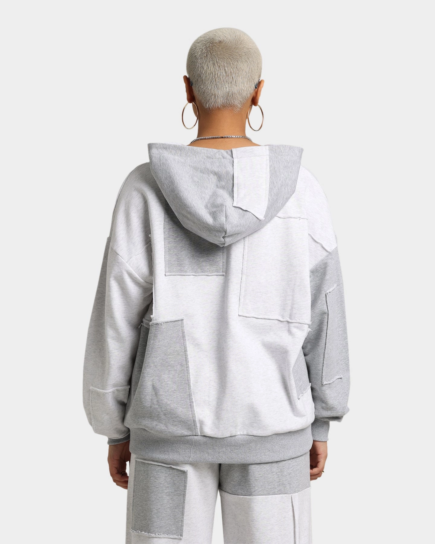 EN ES Women's Versatile Fleece Hoodie Grey Marle Anti Pill Treatment Preppy