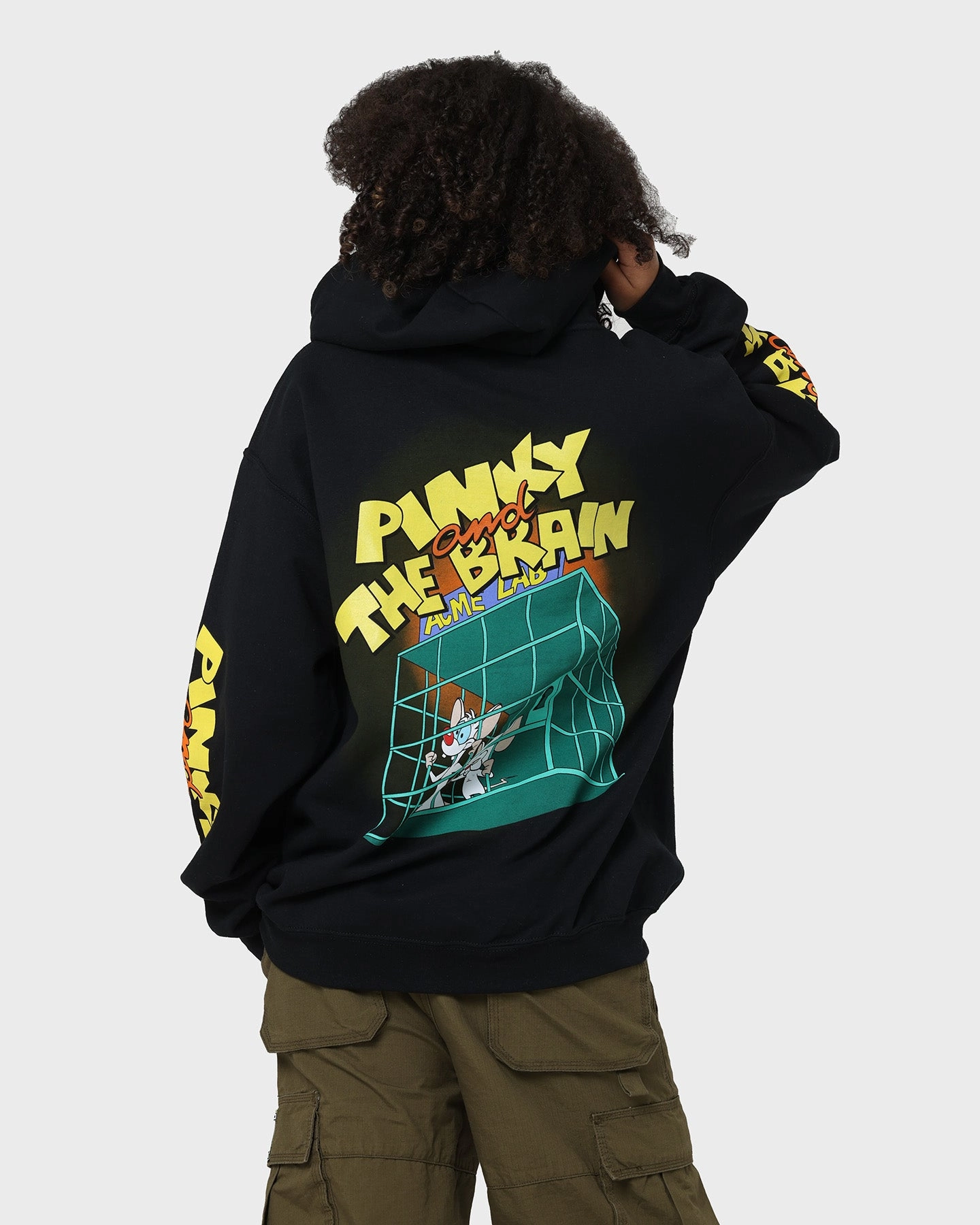 Wind Resistant Design American Thrift X Pinky And The Brain Pinky And The Brain Vintage Hoodie Black Wash