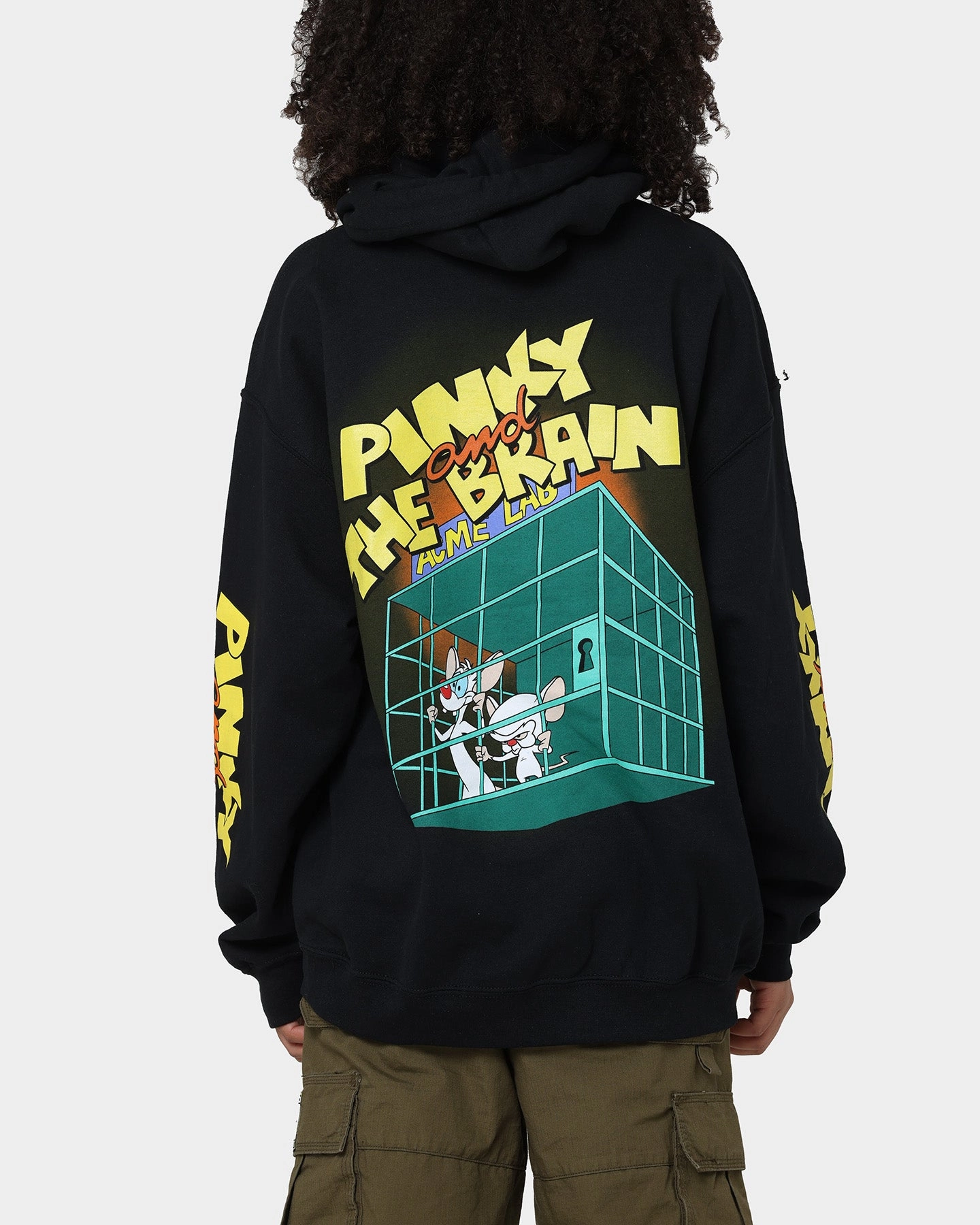 American Thrift X Pinky And The Brain Pinky And The Brain Vintage Hoodie Black Wash Sticker