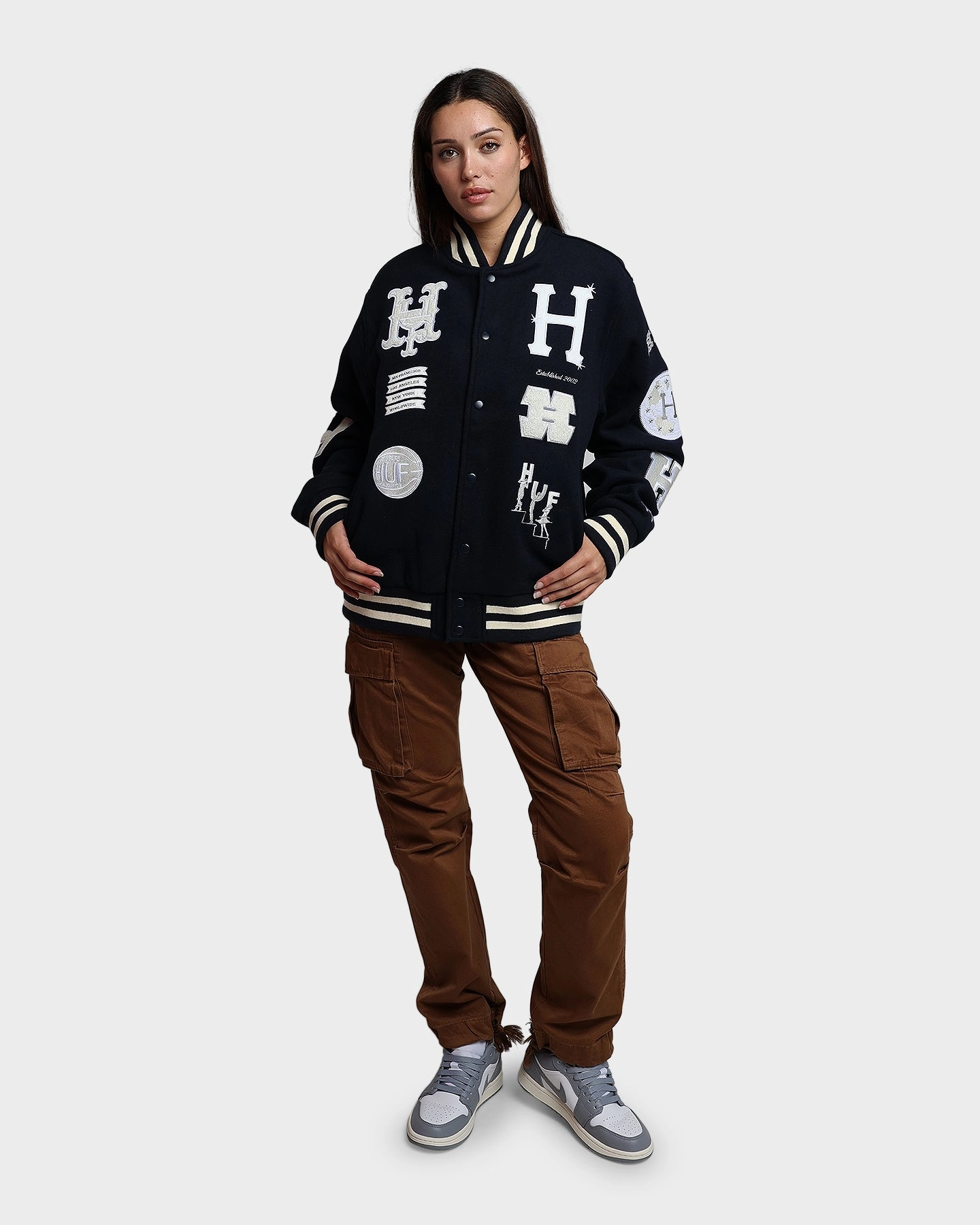 summer season HUF 20 Year Classic H Varsity Jacket Navy