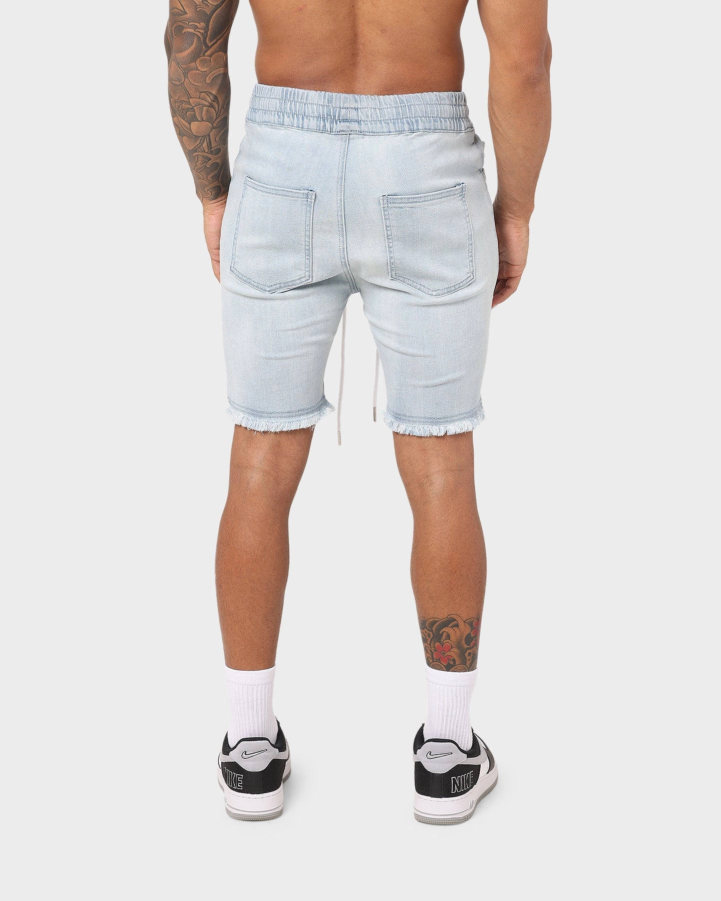 fresh start ENES Gunner Skinny Ripped Short Light Blue