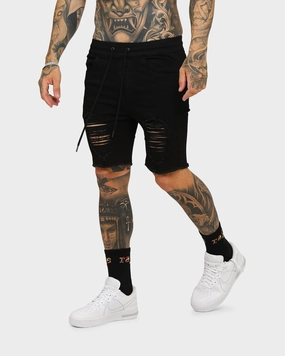 ENES Gunner Skinny Ripped Shorts Black Beach Bound skateboarding gear