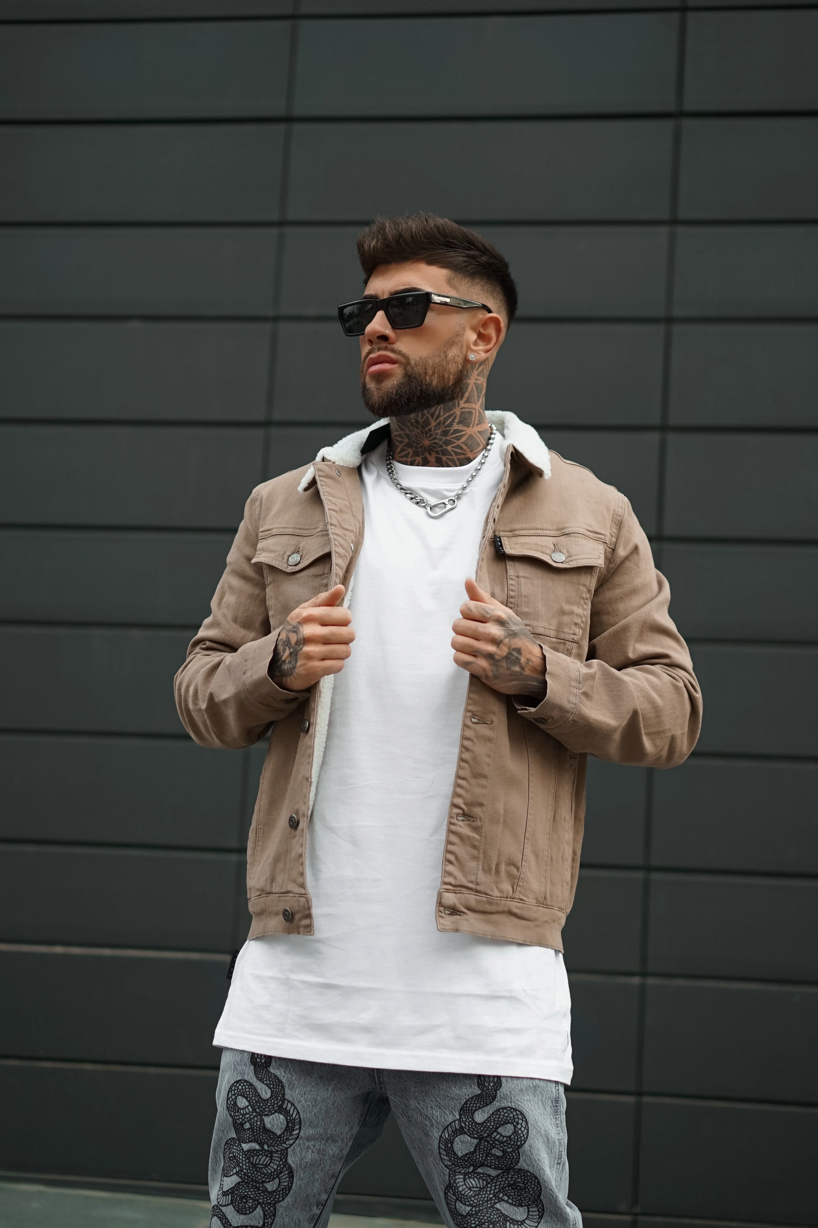 Saint Morta Sherpa Denim Jacket Brown Ergonomic Fit