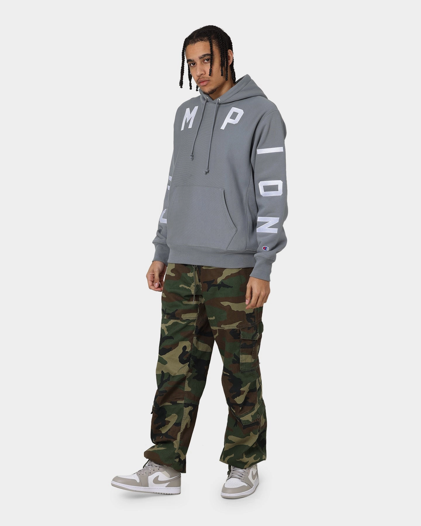 Champion Reverse Weave Arch Logo Hoodie Calico Grey Fast Dry