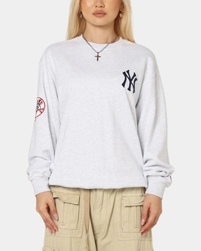New Era New York Yankees MLB Team Logo Crewneck Grey Versatile Style