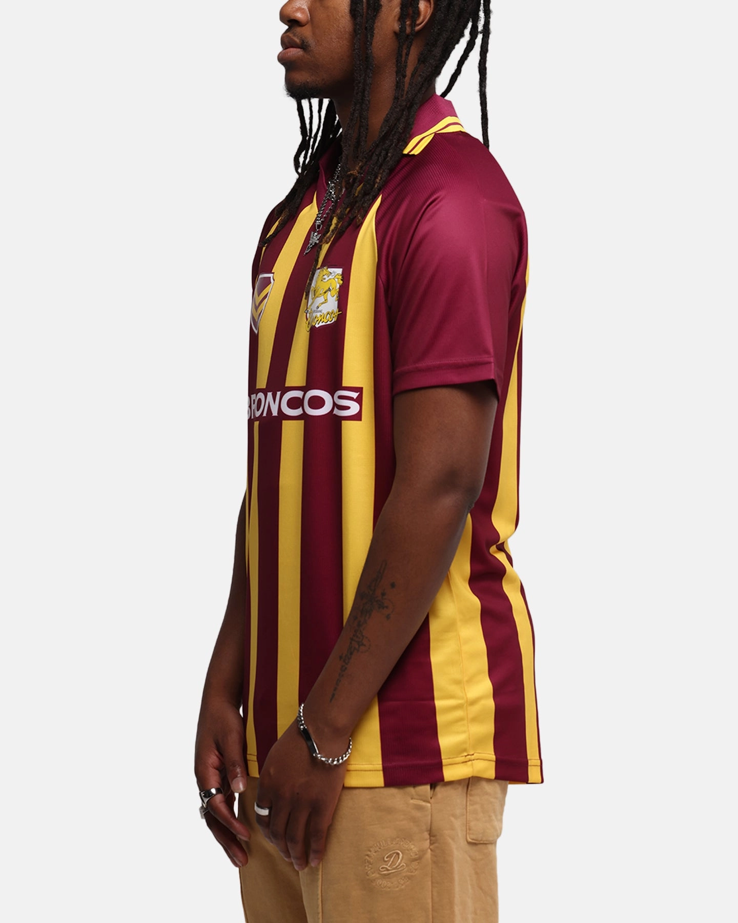 Layered Panel Construction Irregularity Free Edging Bleacher Athletic Brisbane Broncos NRL 1908 Collared T-Shirt Official Team Colour