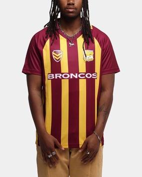 Relaxed Performance Bleacher Athletic Brisbane Broncos NRL 1908 Collared T-Shirt Official Team Colour