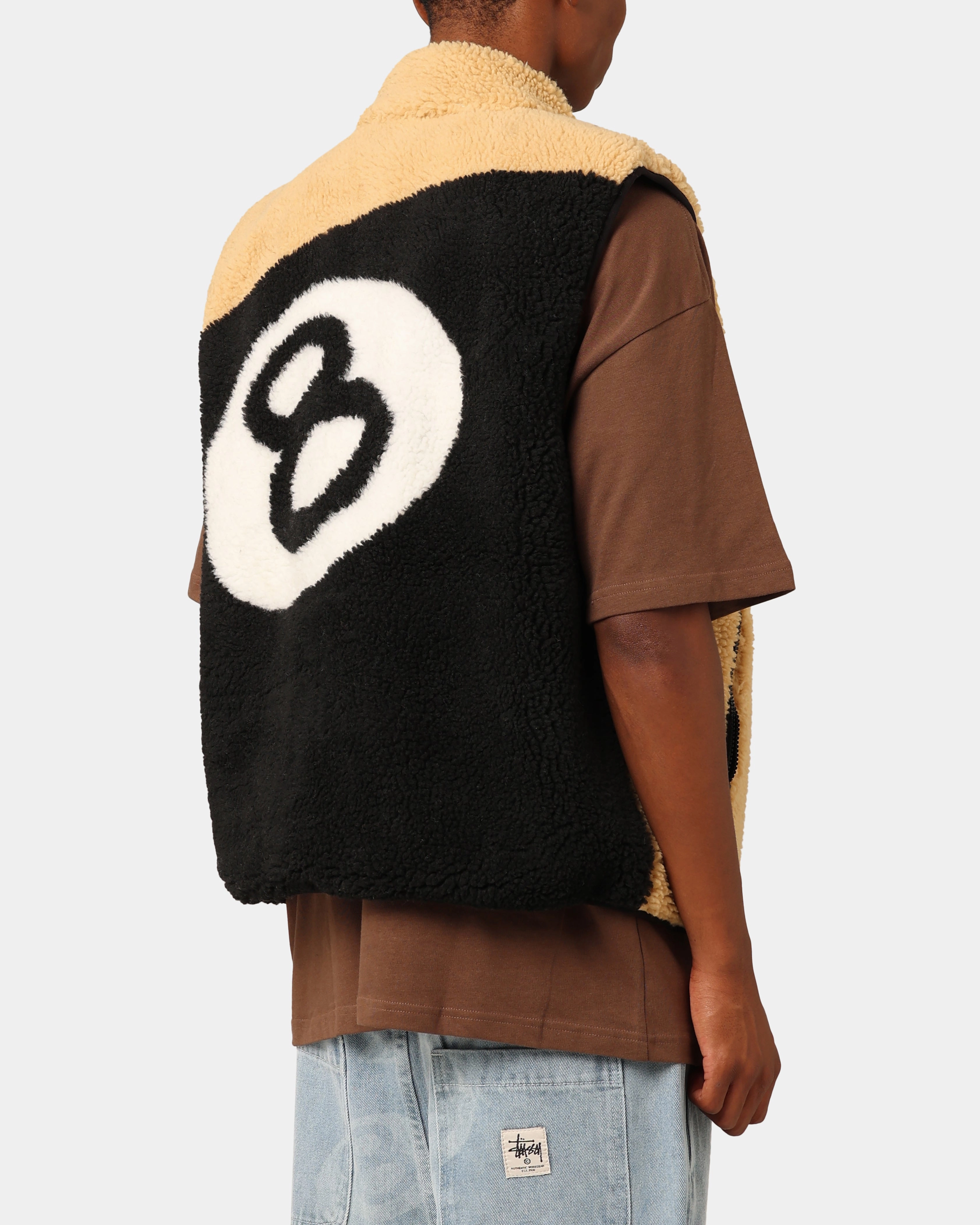 St??ssy 8 Ball Sherpa Reversible Vest Tan Minimize Quick Dry Technology