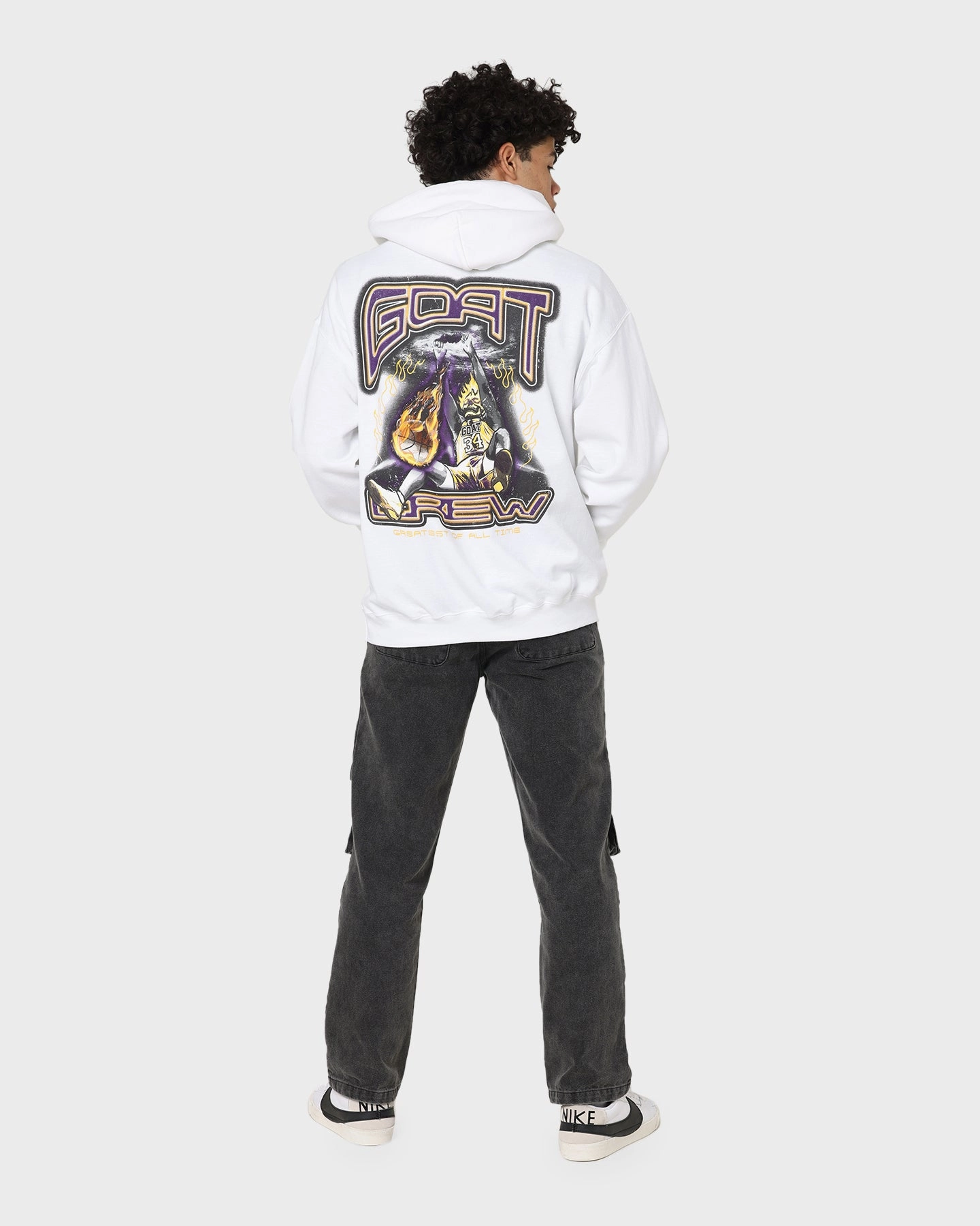 Stable performance Multi Directional Stretch Goat Crew Space Slam Hoodie White