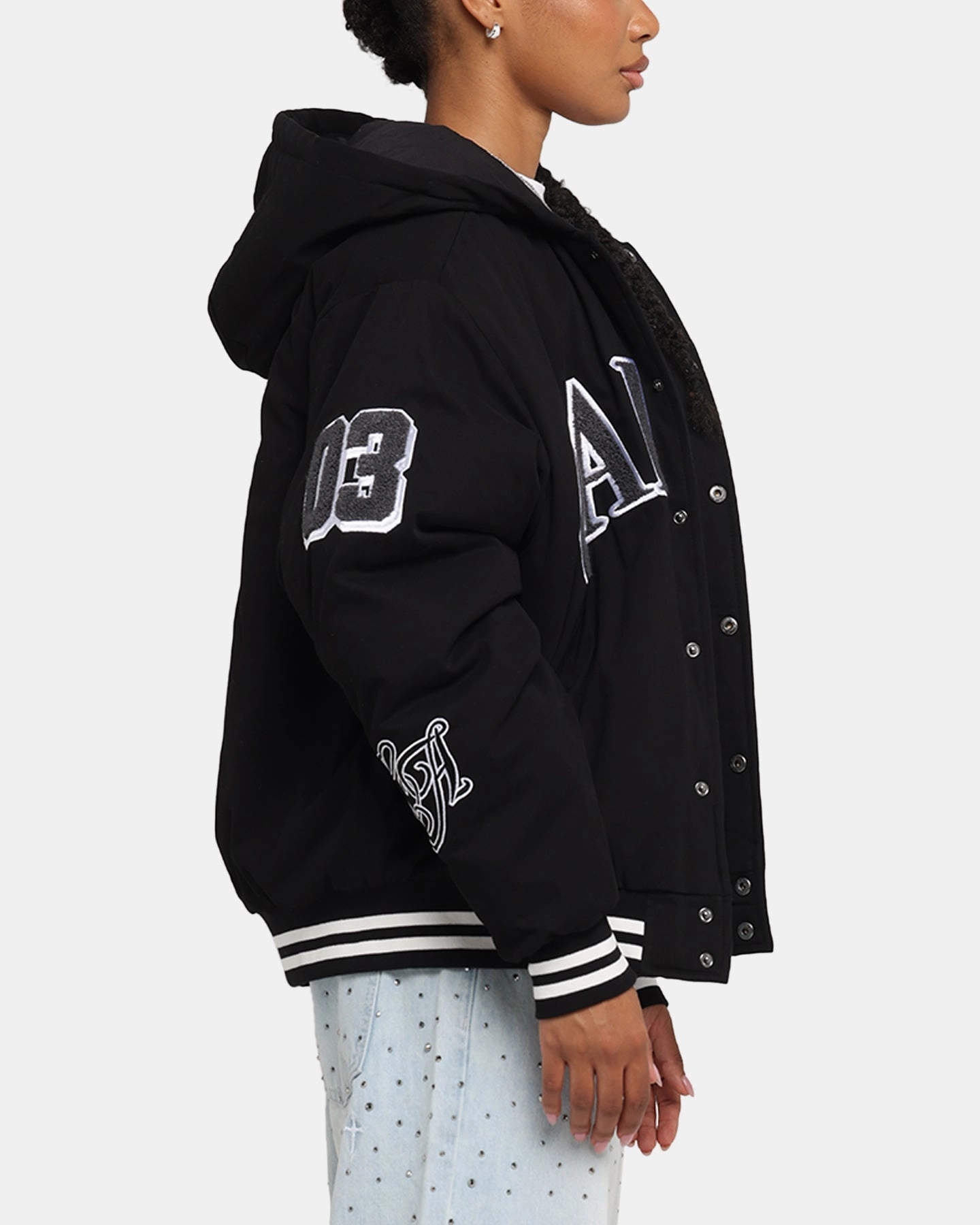 Non Irritating Collar Carre C-Star Varsity Jacket Black
