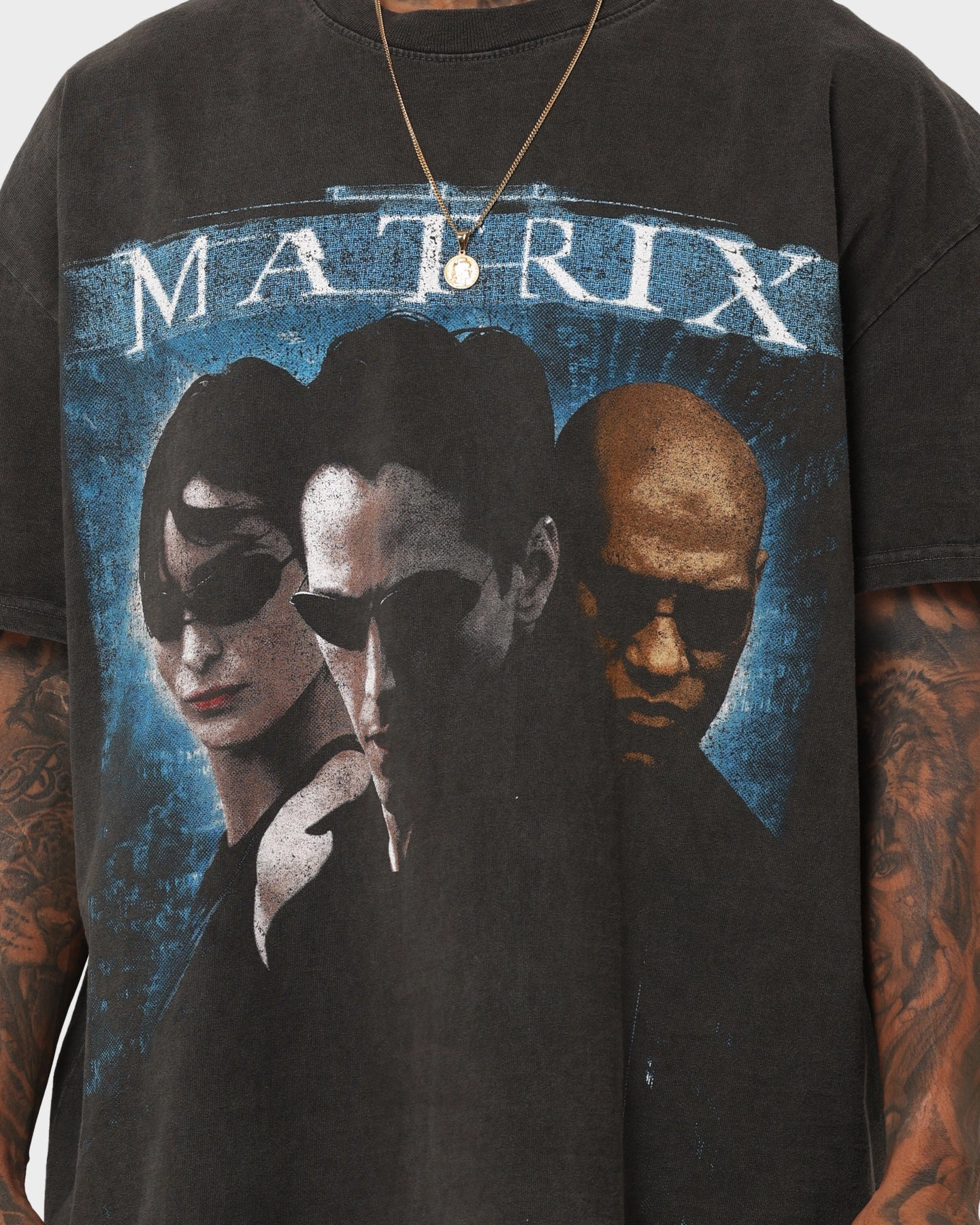 American Thrift X The Matrix Heavyweight Vintage T-Shirt Black Wash Versatile and Comfortable